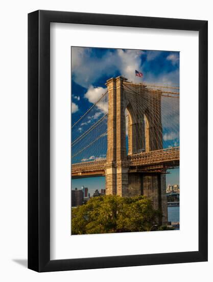 Brooklyn Bridge at sunset, NY NY - in black and white-null-Framed Photographic Print