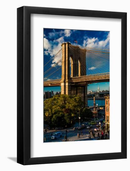 Brooklyn Bridge at sunset, NY NY - in black and white-null-Framed Photographic Print