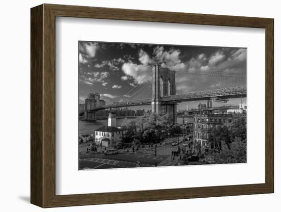 Brooklyn Bridge at sunset, NY NY - in black and white-null-Framed Photographic Print