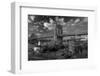 Brooklyn Bridge at sunset, NY NY - in black and white-null-Framed Photographic Print