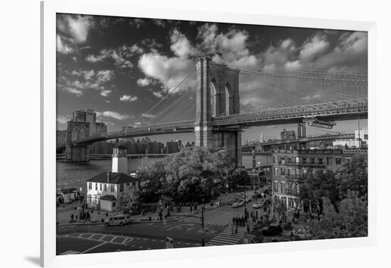 Brooklyn Bridge at sunset, NY NY - in black and white-null-Framed Photographic Print