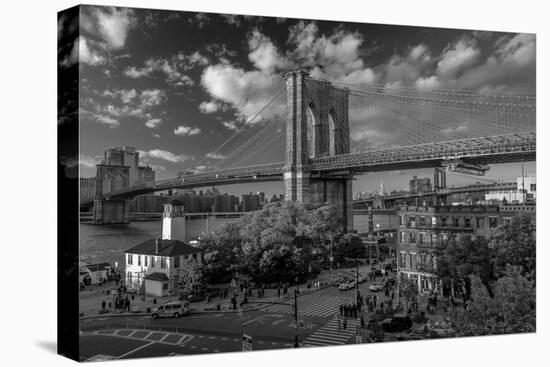 Brooklyn Bridge at sunset, NY NY - in black and white-null-Stretched Canvas