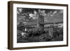 Brooklyn Bridge at sunset, NY NY - in black and white-null-Framed Photographic Print