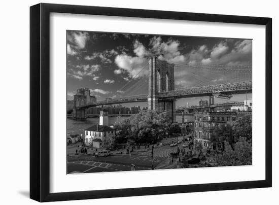 Brooklyn Bridge at sunset, NY NY - in black and white-null-Framed Photographic Print