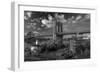 Brooklyn Bridge at sunset, NY NY - in black and white-null-Framed Photographic Print