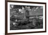 Brooklyn Bridge at sunset, NY NY - in black and white-null-Framed Photographic Print