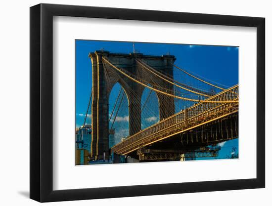 Brooklyn Bridge at sunset, NY NY - in black and white-null-Framed Photographic Print