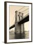 Brooklyn Bridge Black and White over East River Viewed from New York City Lower Manhattan Waterfron-Songquan Deng-Framed Photographic Print