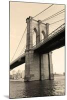 Brooklyn Bridge Black and White over East River Viewed from New York City Lower Manhattan Waterfron-Songquan Deng-Mounted Photographic Print