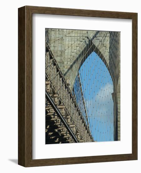 Brooklyn Bridge, built in 1883, with arch and the mesh of steel cables-Jan Halaska-Framed Photographic Print