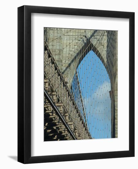 Brooklyn Bridge, built in 1883, with arch and the mesh of steel cables-Jan Halaska-Framed Photographic Print