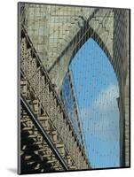 Brooklyn Bridge, built in 1883, with arch and the mesh of steel cables-Jan Halaska-Mounted Photographic Print