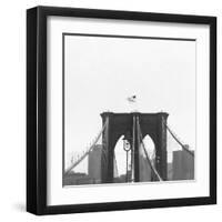 Brooklyn Bridge bw-Tracey Telik-Framed Art Print