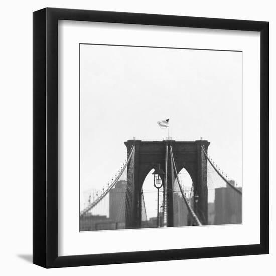 Brooklyn Bridge bw-Tracey Telik-Framed Art Print