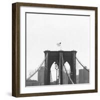 Brooklyn Bridge bw-Tracey Telik-Framed Art Print