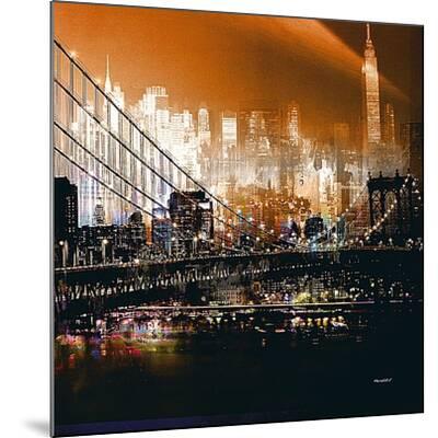Brooklyn Bridge by Night by Mereditt.f 37x37 Framed 