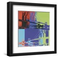 Brooklyn Bridge, c.1983 (Orange, Blue, Lime)-Andy Warhol-Framed Art Print