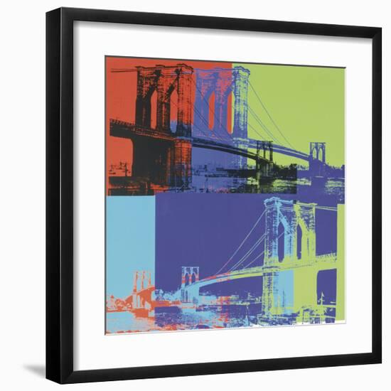 Brooklyn Bridge, c.1983 (Orange, Blue, Lime)-Andy Warhol-Framed Giclee Print