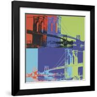 Brooklyn Bridge, c.1983 (Orange, Blue, Lime)-Andy Warhol-Framed Giclee Print