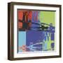 Brooklyn Bridge, c.1983 (orange, blue, lime)-Andy Warhol-Framed Art Print