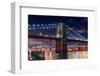 Brooklyn Bridge Closeup over East River at Night in New York City Manhattan with Lights and Reflect-Songquan Deng-Framed Photographic Print
