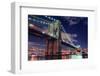 Brooklyn Bridge Closeup over East River at Night in New York City Manhattan with Lights and Reflect-Songquan Deng-Framed Photographic Print