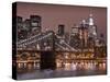 Brooklyn Bridge, East River with Lower Manhattan Skyline in Distance, Brooklyn, New York, Usa-Paul Souders-Stretched Canvas