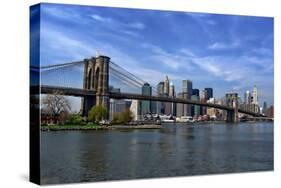 Brooklyn Bridge - Ellis Island-Lantern Press-Stretched Canvas