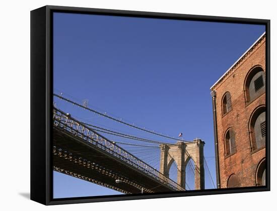 Brooklyn Bridge from Empire-Fulton Ferry State Park-Rudy Sulgan-Framed Stretched Canvas