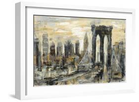 Brooklyn Bridge Gray and Gold-Silvia Vassileva-Framed Art Print