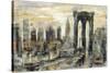 Brooklyn Bridge Gray and Gold-Silvia Vassileva-Stretched Canvas