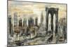 Brooklyn Bridge Gray and Gold-Silvia Vassileva-Mounted Premium Giclee Print