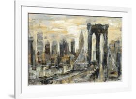 Brooklyn Bridge Gray and Gold-Silvia Vassileva-Framed Art Print