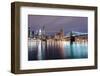 Brooklyn Bridge in New York at Night-TEA-Framed Photographic Print