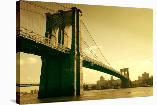 Brooklyn Bridge in Sepia Colour-olly2-Stretched Canvas