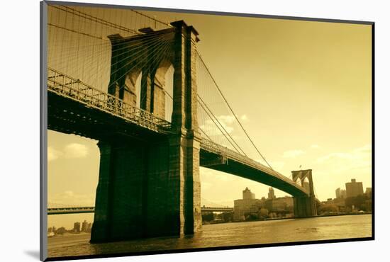 Brooklyn Bridge in Sepia Colour-olly2-Mounted Photographic Print