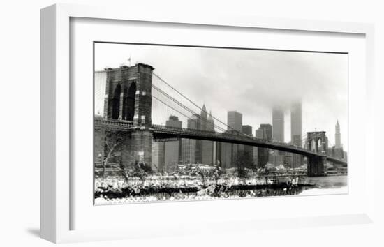 Brooklyn Bridge in Snow-Igor Maloratsky-Framed Art Print