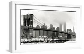 Brooklyn Bridge in Snow-Igor Maloratsky-Framed Art Print