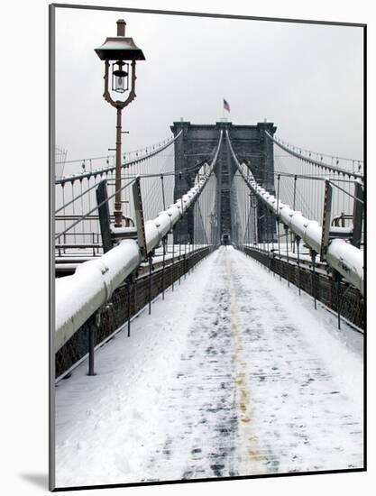 Brooklyn Bridge in Snow-Igor Maloratsky-Mounted Art Print