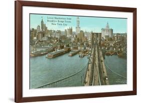 Brooklyn Bridge, Lower Manhattan-null-Framed Premium Giclee Print