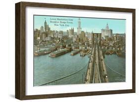 Brooklyn Bridge, Lower Manhattan-null-Framed Art Print