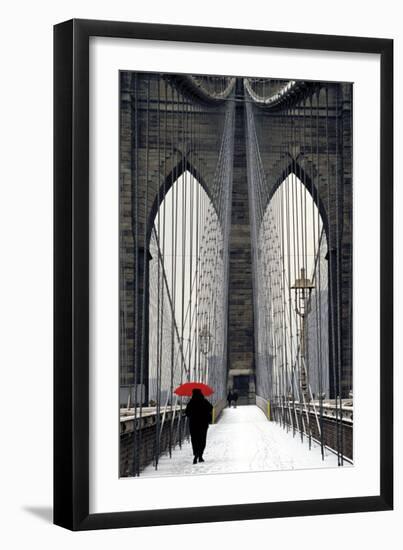 Brooklyn Bridge Meets Red-Michael Cahill-Framed Giclee Print