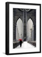 Brooklyn Bridge Meets Red-Michael Cahill-Framed Giclee Print