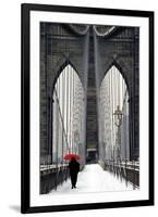 Brooklyn Bridge Meets Red-Michael Cahill-Framed Giclee Print