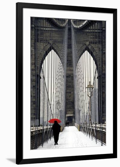 Brooklyn Bridge Meets Red-Michael Cahill-Framed Giclee Print