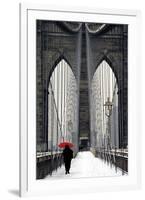 Brooklyn Bridge Meets Red-Michael Cahill-Framed Giclee Print