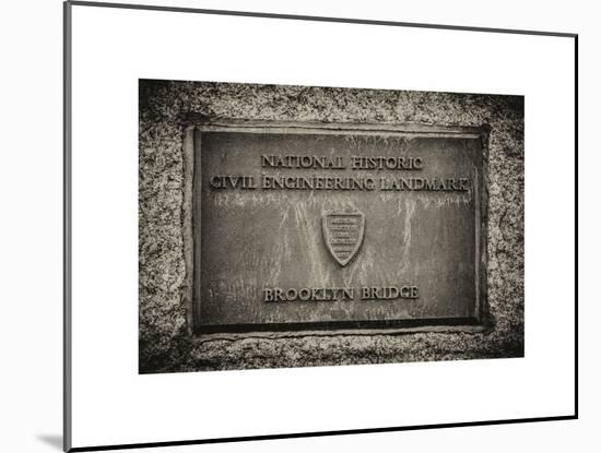 Brooklyn Bridge "National Historic Civil Engineering Landmark" Plaque-Philippe Hugonnard-Mounted Art Print