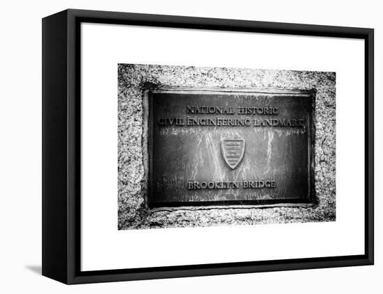 Brooklyn Bridge "National Historic Civil Engineering Landmark" Plaque-Philippe Hugonnard-Framed Stretched Canvas