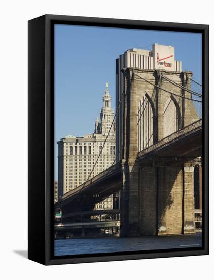 Brooklyn Bridge, New York City, New York, United States of America, North America-Amanda Hall-Framed Stretched Canvas