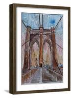 Brooklyn Bridge New York City Pedestrian Walk-Markus Bleichner-Framed Art Print